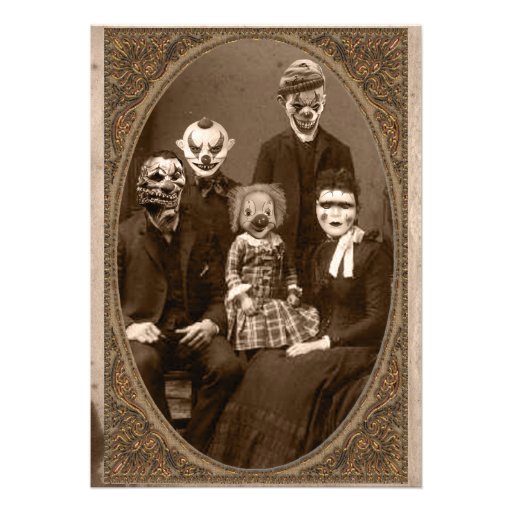 Creepy Clown Family Halloween Party Custom Announcement