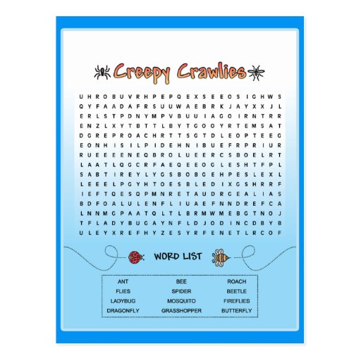 creepy-crawlies-word-search-postcard-zazzle