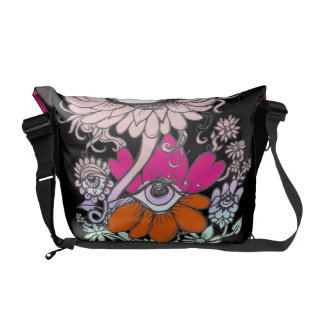 Creepy Cute Eyeball Floral Messenger Bag