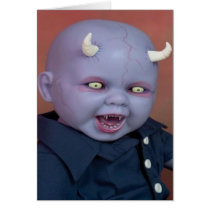Creepy Devil Baby Doll Greeting Cards