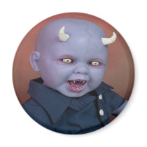 Creepy Devil Baby Doll Refrigerator Magnet