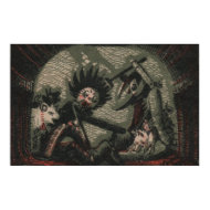 Creepy dolls puppets from hell punching each other print