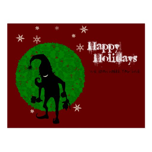 Creepy elf postcard