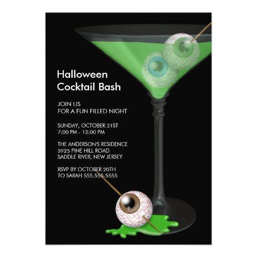 Creepy Eyeball Cocktail Halloween Party Invitation (front side)