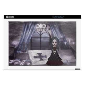 Creepy Goth Girl in Crypt Laptop Skin musicskins_skin