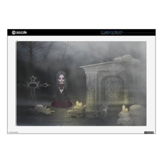 Creepy Goth Girl in Spooky Graveyard Laptop Skin musicskins_skin