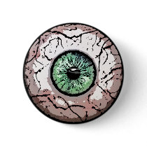 Creepy Green Eye -Button