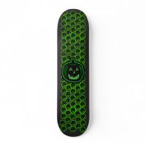 creepy green light pumpkin skateboards