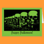 Creepy Green Skulls Halloween Card cards