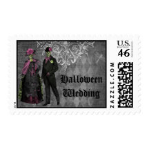 Creepy Halloween Bride & Groom Wedding Stamp
