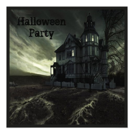 Creepy Haunted House Halloween Party Custom Announcement (front side)