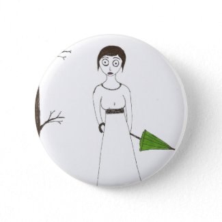 Creepy Jane Austen Rice Painting button