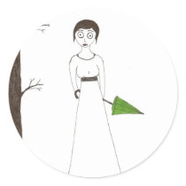 Creepy Jane Austen Rice Painting stickers