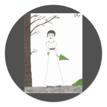 Creepy Jane Austen Rice Painting stickers