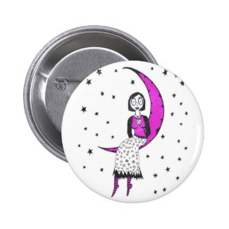 Creepy over the moon and stars pinback buttons