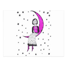 Creepy over the moon and stars postcards
