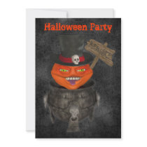 Creepy Pumpkin Face Halloween Invitation