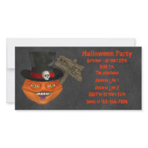 Creepy Pumpkin Face Halloween Party Invite Picture Card