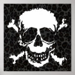 Creepy Skull & Crossbones Leopard Pattern posters