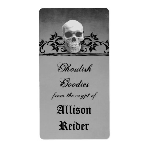 Creepy Skull Halloween Kitchen label