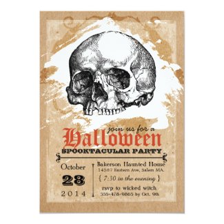 Creepy Skull Halloween Party Invitations