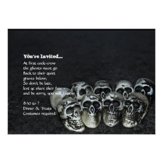 Creepy Skulls Halloween Party Custom Invitations