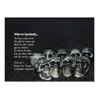 Creepy Skulls Halloween Party Custom Invitations