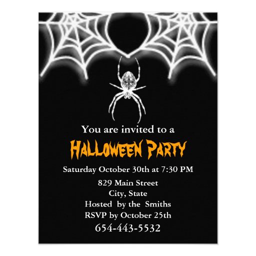 Creepy Spider & Web  Invitation Card Template
