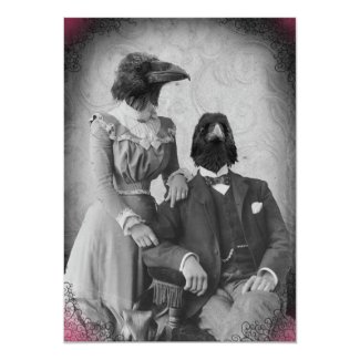 Creepy Victorian Raven Family Halloween Party 5x7 Paper Invitation Card