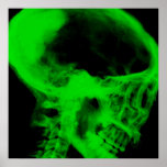 Creepy X-Ray Skull (Black & Green) posters