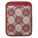 creme and red floral lattice damask pattern ipad sleeves