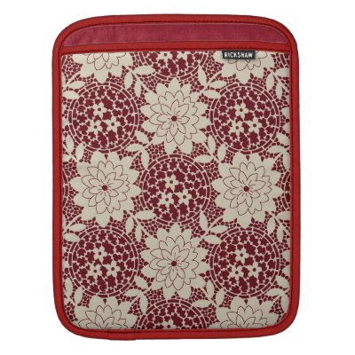 creme and red floral lattice damask pattern ipad sleeves Rickshaw_sleeve