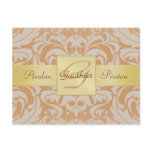 Creme Damask Gold Monogram Save The Date Postcard