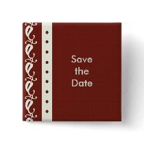 Creme Maroon Save the Date Pin buttons