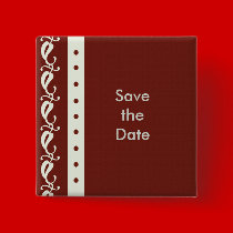 Creme Maroon Save the Date Pin buttons