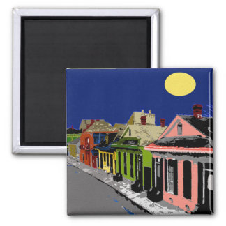 Creole Cottage New Orleans Full Moon 2 Inch Square Magnet