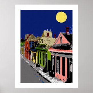 Creole Cottage New Orleans Full Moon print