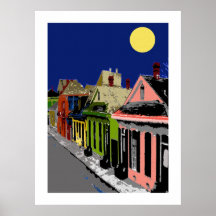 Creole Cottage New Orleans Full Moon Posters