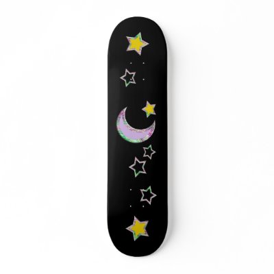 Crescent Moon and Stars! Skate Board Deck by Perlyyyy
