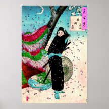 Crescent Moon Over Shinobugaoka 1880 Poster