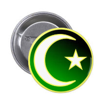 Crescent  & Star of Islam Buttons