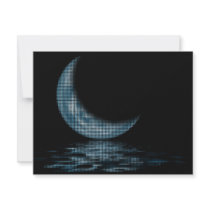 Cresent Moon Lake Dots Blue invitations