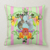 Crest of Rabbits Pink Green Pillow pillows
