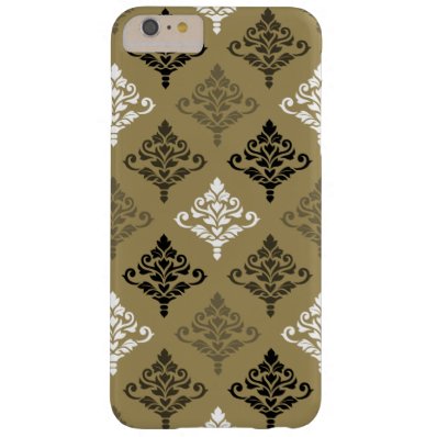 Cresta Damask Ptn Black White Bronzes Gold Barely There iPhone 6 Plus Case