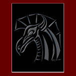 Crested Dragon (silver) Postcard postcards