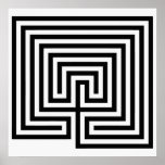 Cretan Labyrinth in black-and-white Print