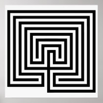 Cretan Labyrinth in black-and-white Print
