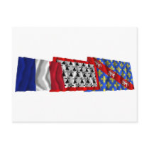 Creuse, Limousin & France flags Postcards