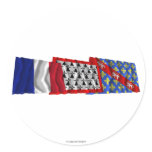 Creuse, Limousin &amp; France flags Round Stickers