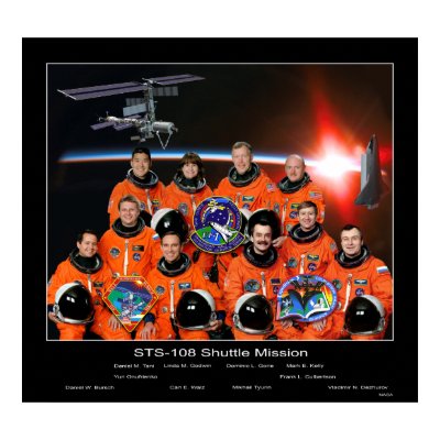 Crew of the STS 108 Shuttle Mission with ISS Crew Print